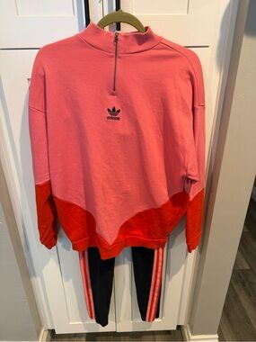Adidas Pink & Red Sweater and Leggings